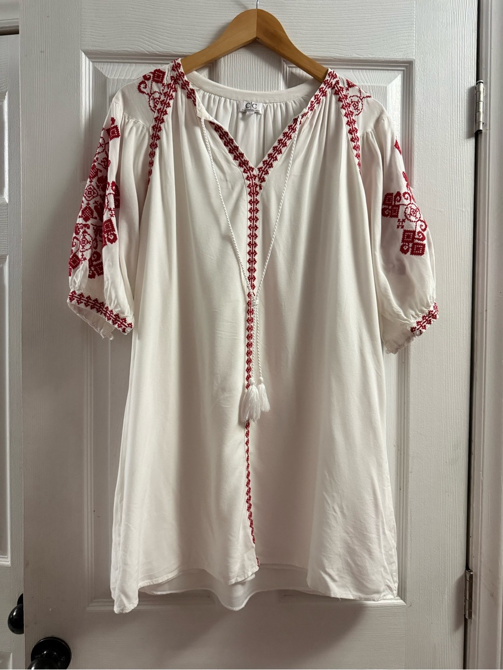 Chic Connection Boho Embroidered Tunic Dress Size Large